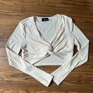 Vici Knot Front Form Fitting Crop Top Long Sleeve Basic Size Medium